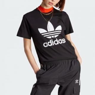 【adidas 愛迪達】TREFOIL TEE 上衣 女 短袖上衣 運動 三葉草 黑(IK4035 ★)