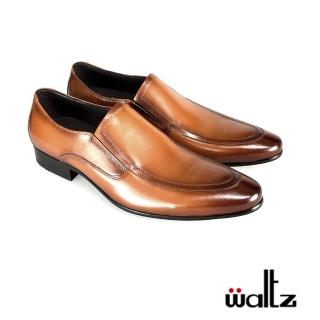 【Waltz】上班族首選 素面側V綁帶 紳士鞋 真皮皮鞋(212659-06 華爾滋皮鞋)