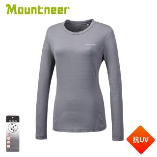 【Mountneer 山林】女 銀纖長袖圓領上衣《灰紫》41P52/排汗衣/薄長袖/運動衫(悠遊山水)