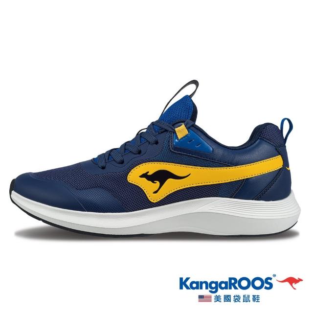 【KangaROOS】男 RUN FLOW 超輕量跑鞋 機能運動 慢跑鞋(藍/黃-KM32046)