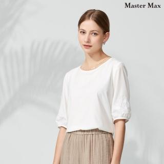 【Master Max】袖口簍空造型素面圓領上衣(8317128)