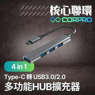 【CorPro核心聯環】4合1 Type-C 轉 USB3.0 傳輸擴充器