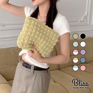 【Bliss BKK】皺褶泡泡雲朵化妝包 手拿包 盥洗包(10色可選)
