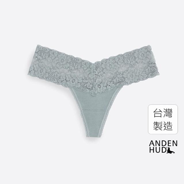【Anden Hud】Under the sea．V蕾絲丁字褲 純棉台灣製(海潮藍)