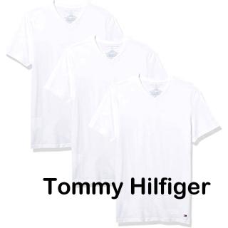 【Tommy Hilfiger】2023男時尚棉質白色V領短袖ㄒ恤3件組-網(預購)