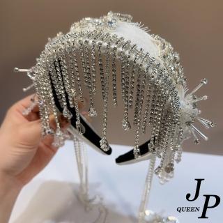 【Jpqueen】水晶流蘇歐風復古華麗手工髮箍髮飾(2色可選)
