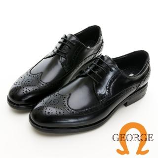 【GEORGE 喬治皮鞋】MODO系列 歐式立體雕花真皮綁帶紳士鞋 -黑315016BW10