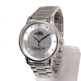 【COACH】璀璨磨砂錶盤不鏽鋼腕錶-銀白