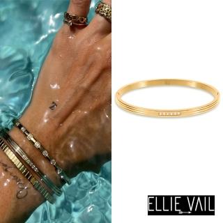 【ELLIE VAIL】邁阿密防水珠寶 金色簡約線條鑲鑽手環 Cleo Bangle(防水珠寶)