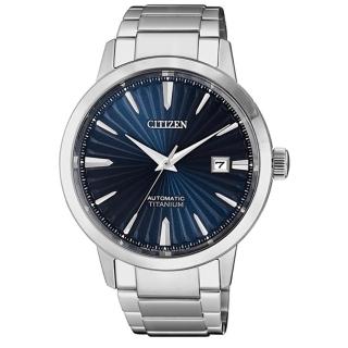 【CITIZEN 星辰】官方授權C1 鈦 自動上鍊機械手錶-藍x銀 錶徑40.5mm-贈高檔6入收藏盒(NJ2180-89L)