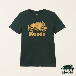 【Roots】Roots大童-#Roots50系列 光芒海狸有機棉短袖T恤(深綠色)
