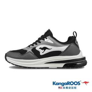 【KangaROOS】男 CAPSULE 2 太空科技氣墊跑鞋 運動鞋 休閒鞋(黑/灰-KM32030)