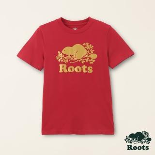 【Roots】Roots大童-#Roots50系列 光芒海狸有機棉短袖T恤(紅色)