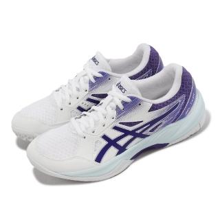 【asics 亞瑟士】排球鞋 GEL-Task 3 女鞋 白 紫 羽球鞋 桌球鞋 亞瑟士(1072A082102)