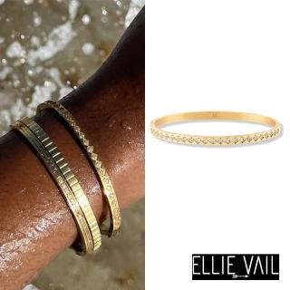 【ELLIE VAIL】邁阿密防水珠寶 金色經典格紋鑲鑽手環 Isabella Bangle(防水珠寶)