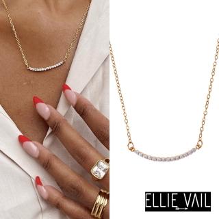 【ELLIE VAIL】邁阿密防水珠寶 細緻鑲鑽 金色微笑平衡項鍊 Gianna Curved Bar(防水珠寶)