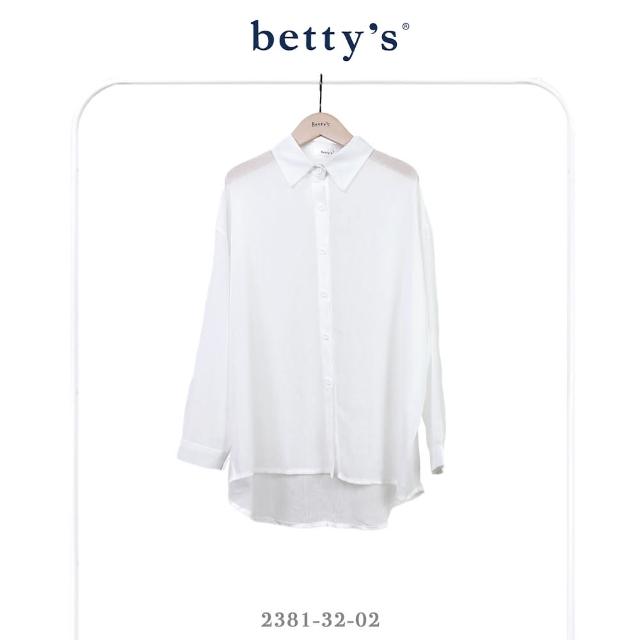 【betty’s 貝蒂思】皺皺透膚寬版長袖襯衫(白色)