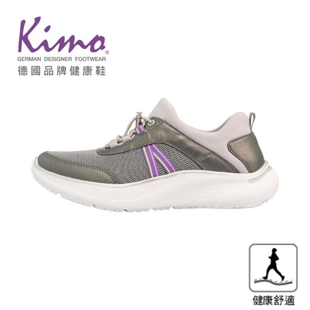 【Kimo】彈韌萊卡網布山羊皮健康鞋 女鞋(灰色 KBCWF189012)
