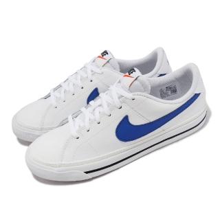 【NIKE 耐吉】休閒鞋 Court Legacy GS 女鞋 大童鞋 白 藍 網球風 皮革 基本款 小白鞋(DA5380-101)
