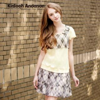 【Kinloch Anderson】甜美格紋網布剪接蛋糕短裙 KA028540438 金安德森女裝(卡其)