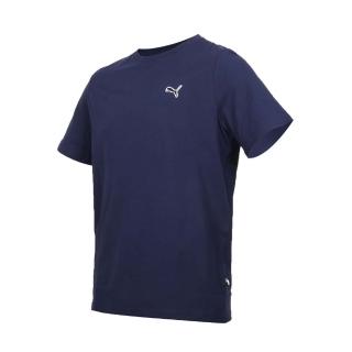 【PUMA】BETTER ESS 男基本系列織標短袖T恤-歐規 休閒 慢跑 上衣 丈青黑白(67597706)