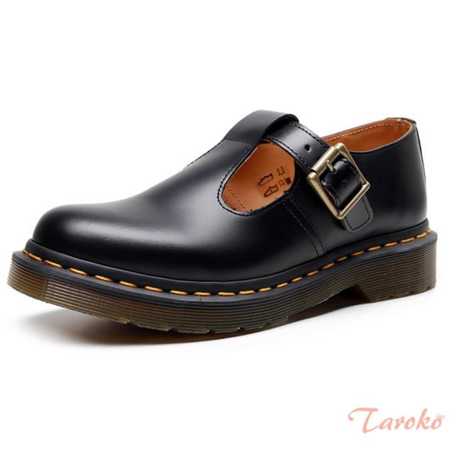 【Taroko】英倫T字帶雙層真牛皮學院休閒鞋(黑色)