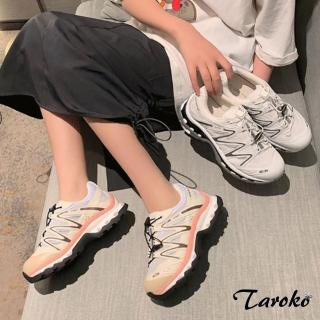 【Taroko】流行元素全真牛皮透氣厚底休閒鞋(2色可選)