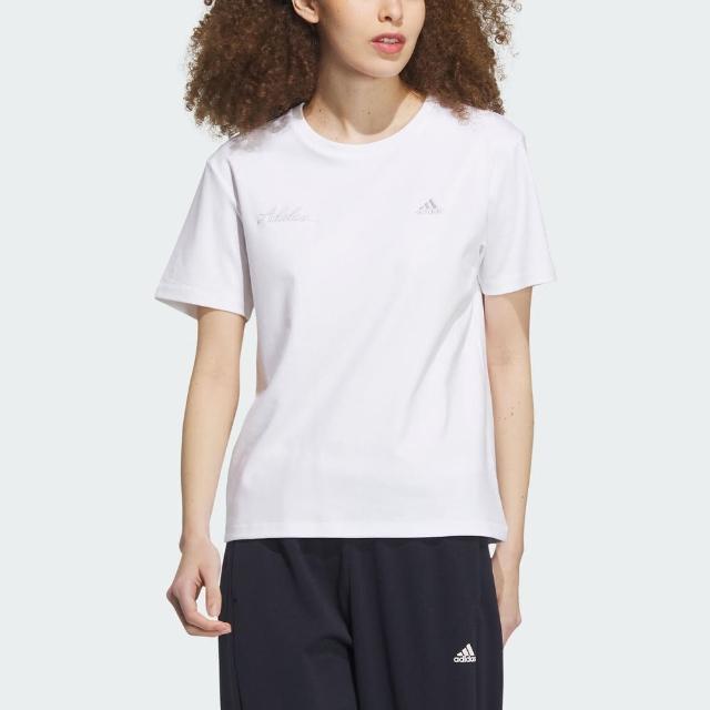 【adidas 愛迪達】RCO GFX Tee 女 短袖 上衣 T恤 亞洲版 運動 訓練 兩側開衩 棉質 白(IP7097)