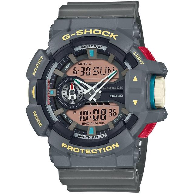 【CASIO 卡西歐】G-SHOCK 復古時尚雙顯手錶 母親節 禮物(GA-400PC-8A)