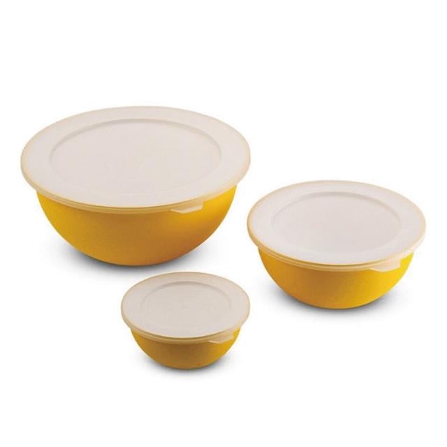 【OMADA】抗菌收納碗+組合蓋  黃色(Microban抗菌技術、適用於冰箱及微波爐、密封後少外部帶來的汙染)