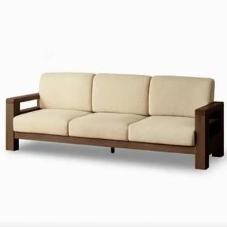 【橙家居·家具】加莫系列胡桃色三人沙發C款 JM-A5069(售完採預購 木沙發 木框沙發 軟墊椅 客廳椅)