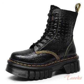 【Taroko】率性鱷魚紋真牛皮輪胎厚底短靴(2色可選)