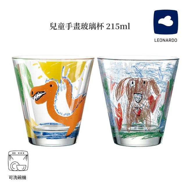 【LEONARDO 里歐】兒童手畫玻璃杯215ml*6入組(玻璃杯/牛奶/果汁/冰淇淋/麥片)