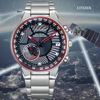 【CITIZEN 星辰】GENTS 光動能 GPS衛星對時 萬年曆不鏽鋼腕錶-紅44mm(CC3031-51E 防水100米)
