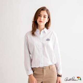 【Arnold Palmer 雨傘】女裝-經典直條紋長袖襯衫(米白色)