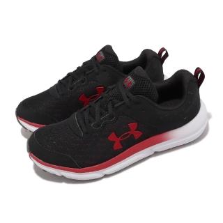 【UNDER ARMOUR】慢跑鞋 Charged Assert 10 男鞋 黑 紅 緩震 運動鞋 UA(3026175006)