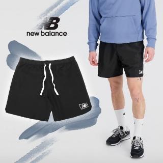 【NEW BALANCE】短褲 Essentials 黑 白 男款 7吋 中腰 褲子 側開衩 運動 NB(MS33513BK)