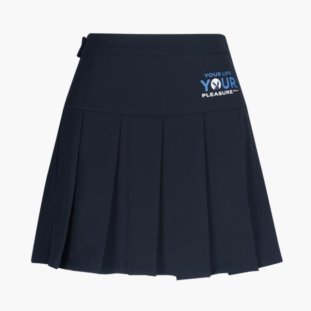 【PLAYBOY GOLF】女款修身高爾夫寬百褶短裙-深藍(高爾夫球裙/KD23111-58)