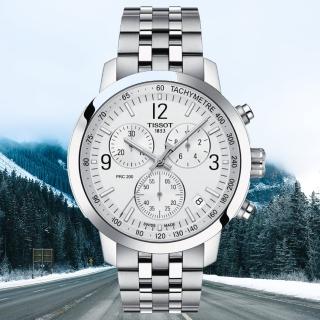 【TISSOT 天梭 官方授權】PRC200 CHRONOGRAPH 三眼計時腕錶 / 43mm 禮物推薦 畢業禮物(T1144171103700)