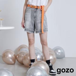 【gozo】顯瘦雙層抽鬚牛仔短褲(兩色)