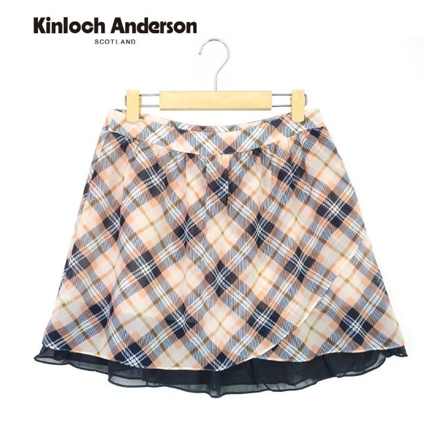 【Kinloch Anderson】氣質抽皺雪紡格紋五分裙 金安德森女裝 KA028540623(橘)