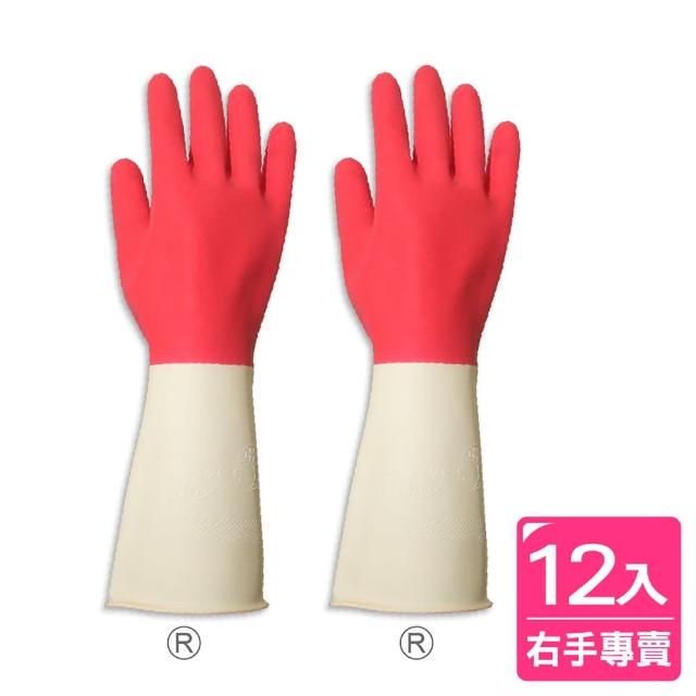 【AXIS 艾克思】台灣製雙色家庭用乳膠手套_M.L號_12入(右手專賣區)