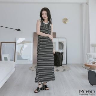 【MO-BO】慵懶西西里條紋無袖長洋裝