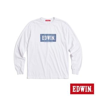 【EDWIN】男裝 人氣復刻款 丹寧LOGO長袖T恤(白色)