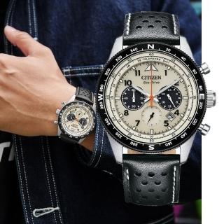 【CITIZEN 星辰】推薦款 紳士 光動能 三眼計時腕錶(CA4559-13A)