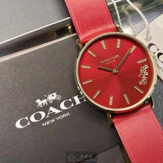 【COACH】COACH手錶型號CH00116(大紅色錶面玫瑰金錶殼大紅真皮皮革錶帶款)