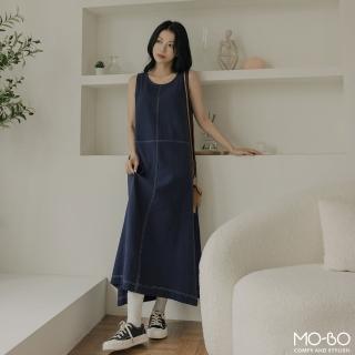【MO-BO】車線設計棉麻背心洋裝