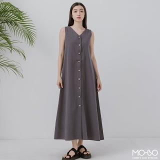 【MO-BO】陽光下亞麻排釦洋裝