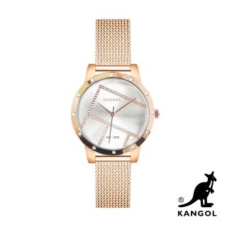 【KANGOL】英國袋鼠│金屬幾何列鑽錶 / 手錶 / 腕錶 - KG72334-06Z(珍珠白)