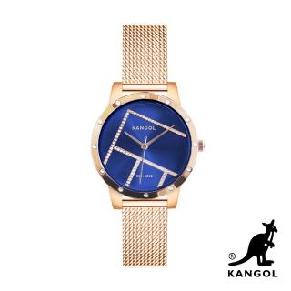 【KANGOL】英國袋鼠│金屬幾何列鑽錶 / 手錶 / 腕錶 - KG72334-08Z(靜謐藍)